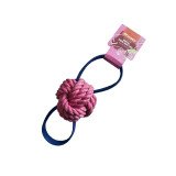ROPE TOY BALL w TPR HANDLES-BACON FLAVOR 10cm