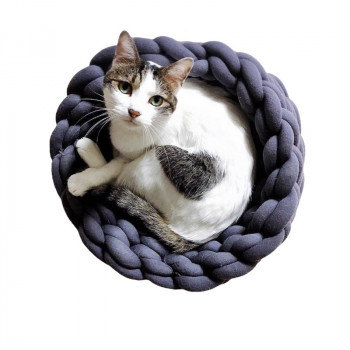 KNITTED PET NEST - GREY 40cm