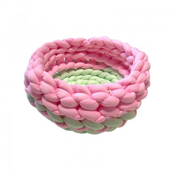 KNITTED PET NEST - PINK MINT 40cm