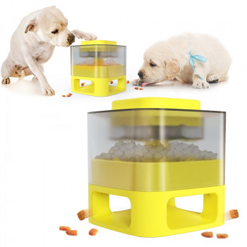 SQUARE FUN PET FEEDER-A BR.YELLOW 171X171X186mm