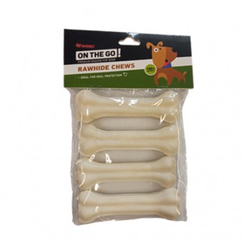 ON THE GO RAWHIDE WHITE PRESSED BONE 12-12.5cm  55-60g 4PCS