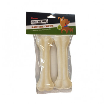 ON THE GO RAWHIDE WHITE PRESSED BONE 19cm 120-130g 2PCS