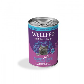 WELLFED STERILISED-HAIRBALL Turkey & Duck 400 gr