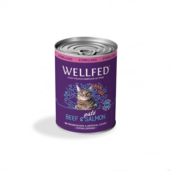 WELLFED ADULT STERILISED Beef & Salmon 400 gr