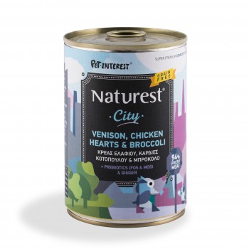 NATUREST GOURMET CITY  Venison , Chicken Hearts & broccoli 400 gr