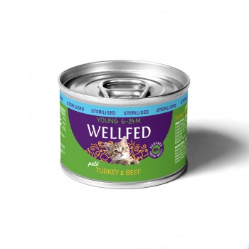WELLFED YOUNG-STERIL Turkey & Beef 200gr
