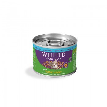 WELLFED YOUNG-STERIL Turkey & Beef 200gr