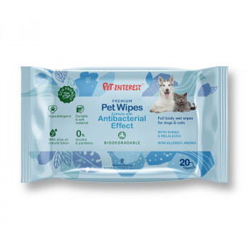 BIODEGRADABLE PET WIPES ANTIBACTERIAL EFFECT 20pcs