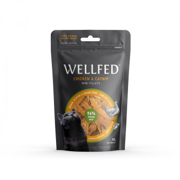 WELLFED MINI CHICKEN FILLETS +CAT NIP 50 gr