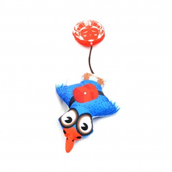 BIG MOUTH BIRD BLUE 3D CAT TOY WITH SILVERVINE 13.5X11.5X3CM