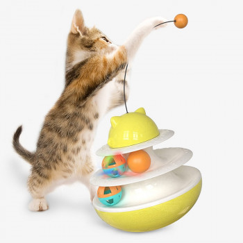 SHAKE THE TURNTABLE CAT TOY YELLOW     191 X 199mm