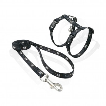 CAT HARNESS WITH LEASH MEOW BLACK SMALL