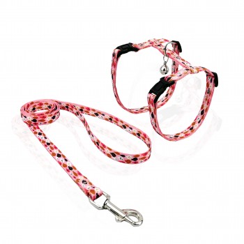CAT HARNESS WITH LEASH FISH FLOCK PINK SMALL