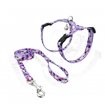 CAT HARNESS WITH LEASH FISH FLOCK PURPLE MEDIUM