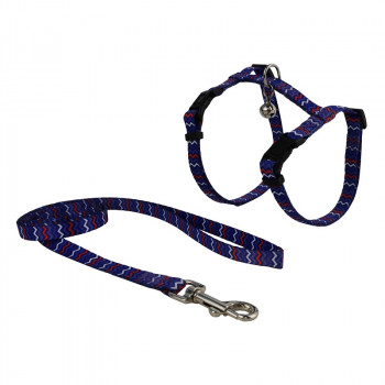 CAT HARNESS WITH LEASH WAVES PURPLE SMALL