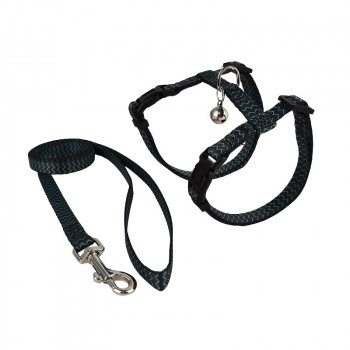 CAT HARNESS WITH LEASH WAVES GREY SMALL