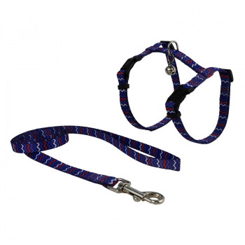 CAT HARNESS WITH LEASH WAVES PURPLE MEDIUM