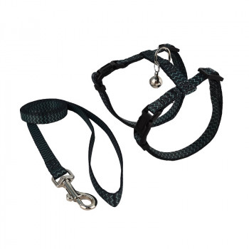 CAT HARNESS WITH LEASH WAVES GREY MEDIUM