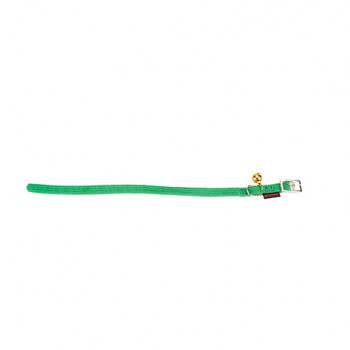STRETCH CAT COLLAR WITH BELL GREEN  1 X 19-33CM