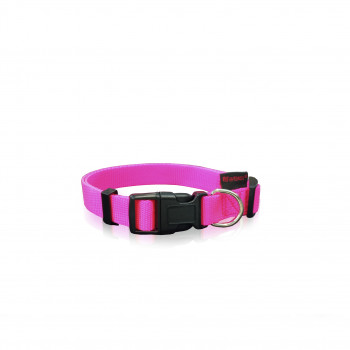 DOG COLLAR PLAIN  FL.PINK M   2 X 32-50CM