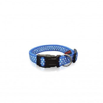 DOG COLLAR DOTS-BLUE L 2.5 X 47-70CM