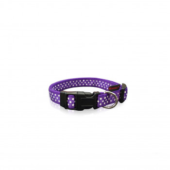 DOG COLLAR DOTS-PURPLE L 2.5 X 47-70CM