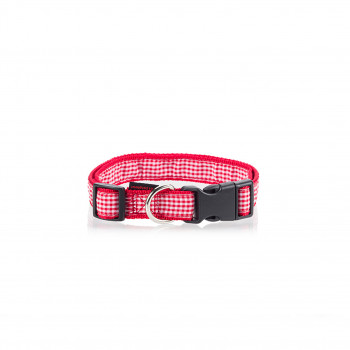 DOG COLLAR CHECK RED L 2.5 x 47-70CM