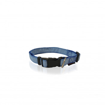 DOG COLLAR CHECK BLUE L 2.5 x 47-70CM