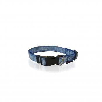 DOG COLLAR CHECK-BLUE XS-S 1.5 X 19-33 CM