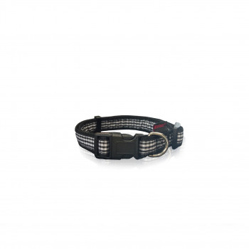 DOG COLLAR CHECK BLACK L 2.5 X 47-70CM