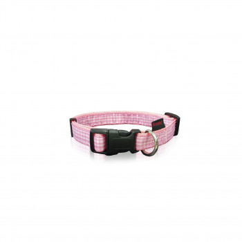 DOG COLLAR CHECK PINK M    2 x 32-50cm