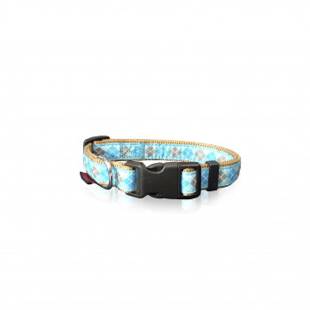 DOG COLLAR ROMB L.BLUE M   2 X 32-50CM