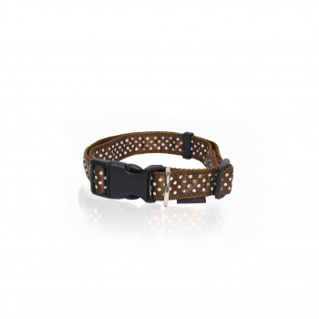 DOG COLLAR DOTS-CHOCO M 2 X 32-50 CM