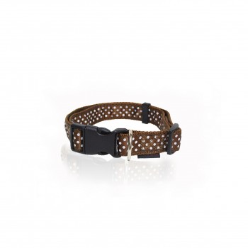 DOG COLLAR DOTS-CHOCO S 1.5 X 22-40CM