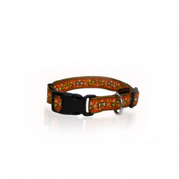 DOG COLLAR CUTE BONES ORANGE L 2.5 X 47-70 CM