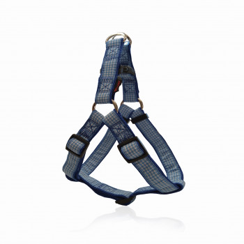 DOG HARNESS A CHECK BLUE L 2.5 X 55-82CM