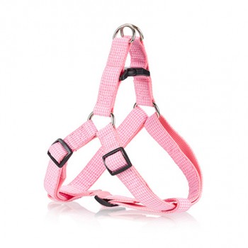 DOG HARNESS A CHECK PINK S 1.5 X 35-50CM