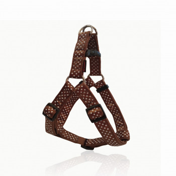 DOG HARNESS A DOTS CHOCO L 2.5 X 55-82CM