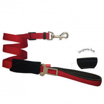 GO GET 2IN1 SEAT BELT & LEASH RED 2cmX40-100cm