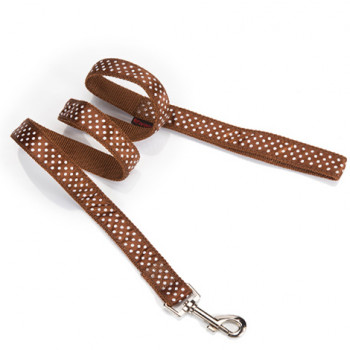 DOG LEASH DOTS CHOCO L 2.5 X 120CM