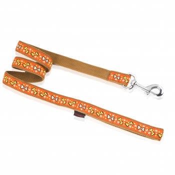 DOG LEASH CUTE BONES ORANGE L 2.5 X 120CM