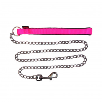 CHAIN LEAD WITH NYLON NEOPRENE HANDLE F.PINK2mmX120cm