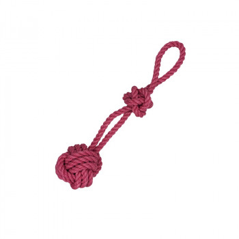 ROPE TOY BALL w HANDLE & KNOT-BACON FLAVOR 45cm