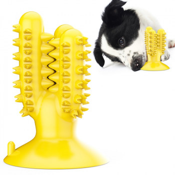 CACTUS-SHAPED DOG TOOTHBRUSH YELLOW 128x92x92mm