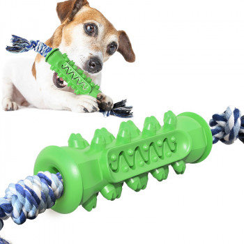 SOFT JAGGED PET TOOTH TOY W ROPE GREEN 420X50mm