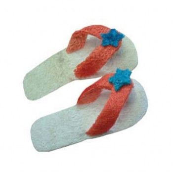 LOOFAH  DOG & RODDENT TOY FLIP FLOPS PAIR 4 X 8.5CM