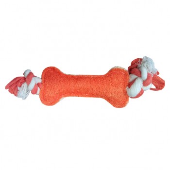 Loofah PUPPY TOY bone w rope 16cm