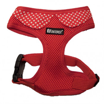 MESH HARNESS RED & COLLAR DOTS L