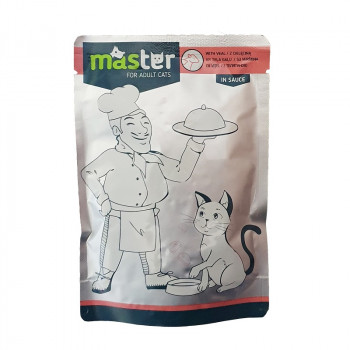 MASTER COMPL.WET FOOD ADULT CATS VEAL-80gr