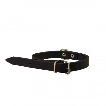 DOG REAL LEATHER COLLAR 18mm x 45cm NATURAL, BLACK